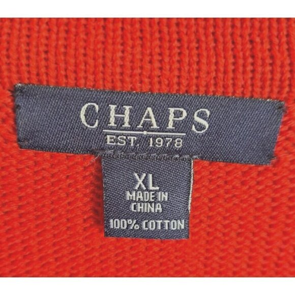Chaps Women's XL Red Long Sleeve Cotton Sweater Gold Buttons Collared - Picture 2 of 8